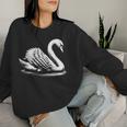 Swan Dad Mom Lover モノクロ 白鳥 レディーススウェットシャツ 彼女への贈り物