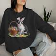 イースターデー 猫 バニー 耳 卵 イースター ウサギ 男性 女性 キッズ レディーススウェットシャツ 彼女への贈り物