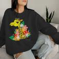 キリン 花 Giraffes Flower レディーススウェットシャツ 彼女への贈り物