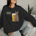 ビールをすすめるねこ2 猫 ビール Cat Beer レディーススウェットシャツ 彼女への贈り物