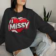 名前入り Missy I Love Missy レディーススウェットシャツ 彼女への贈り物