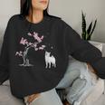 柴犬の桜hiba Inu Japanese Cherry Blossomakura レディーススウェットシャツ 彼女への贈り物