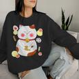 花より団子猫 Cat 猫 メンズ レディース ペット 動物 和風 キャラt レディーススウェットシャツ 彼女への贈り物
