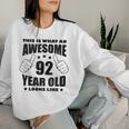 92歳の誕生日 女性 男性 素晴らしい92歳のおばあちゃん レディーススウェットシャツ 彼女への贈り物