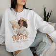 Boots On The Ground Cowgirl Afro Western Pride Junen Women Sweatshirt Gifts for Her