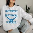 Butterfly Butterwhyバタフライバタフライファニー水泳チーム 長袖tシャツ レディーススウェットシャツ 彼女への贈り物