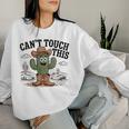 Can't Touch This Cactus Cowboy ウエスタンカートゥーン ユーモア レディーススウェットシャツ 彼女への贈り物