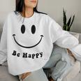 Be Happy Groovy スマイルフェイス かわいい ハッピーピース スマイルフェイス レディーススウェットシャツ 彼女への贈り物
