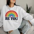 Lgbtq Be You Pocket Gay Pride Lgbt Ally Rainbow Flagintage レディーススウェットシャツ 彼女への贈り物