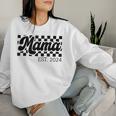 For New Mom Retro Checkered Mama Est 2024 Women Sweatshirt Gifts for Her