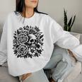 Skull Flower Rad Rock N Roll Graphic Retro レディーススウェットシャツ 彼女への贈り物
