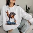 Teckel ロックミュージック 男性 子供 女性 ソーセージ 犬 ダックスフンド 長袖tシャツ レディーススウェットシャツ 彼女への贈り物
