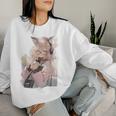 アニメ ワイフ かわいい アニメ 漫画 猫 女の子 甘い レトロ 日本 レディーススウェットシャツ 彼女への贈り物