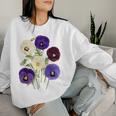 ヴィンテージ パンジー 花 ガーデニング パンジー 恋人 レディーススウェットシャツ 彼女への贈り物