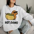 面白い犬 ホットドッグ 食通 駄洒落ギフト 男性 女性 キッズ 男の子 女の子 レディーススウェットシャツ 彼女への贈り物