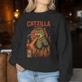 Catzilla Japanese Cat Cat Graphic Women Sweatshirt Personalized Gifts