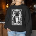 The Coffee Lover Cat ビンテージ ゴシック タロットカード レディーススウェットシャツ 面白い贈り物