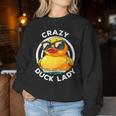 Crazy Duck Lady キュート アヒル ママ アヒルの所有者 面白い I Love Ducks レディーススウェットシャツ 面白い贈り物