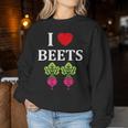 Food Humor Beetrootimpleegetable I Love Beets レディーススウェットシャツ 面白い贈り物