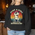 Just A Girl Who Loves Dinosaurs おもしろレトロ恐竜 T-Rex レディーススウェットシャツ 面白い贈り物