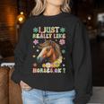 Just Really Like Horses グルーヴィーな乗馬 乗馬 レディーススウェットシャツ 面白い贈り物