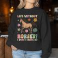 Life Without Horses グルーヴィーな乗馬 乗馬 レディーススウェットシャツ 面白い贈り物