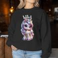 Lila かわいいユニコーンデザイン 女の子用 名前 Lila レディーススウェットシャツ 面白い贈り物