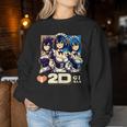 I Love 2D Girls ファニーメイド アニメ マンガ Manwha Waifu Otaku レディーススウェットシャツ 面白い贈り物