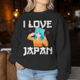 I Love Japan Kawaii Anime Girl Neko Cat Girl Otaku Weeb レディーススウェットシャツ 面白い贈り物
