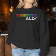 Proud Ally Bars Equality Lgbtq Rainbow Flag Gay Pride Ally レディーススウェットシャツ 面白い贈り物