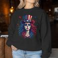 Sugar Skull 4Th Of July American Flag Skeleton Women Women Sweatshirt Unique Gifts