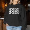 Super Momuper Wifeuper Cansado Día De La Madre Divertido Madre In Mangas Sudadera Mujer Regalos divertidos