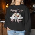 Vintage Chainsaw Bunny Rage Horror Movie Graphic レディーススウェットシャツ 面白い贈り物