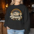 Vintagetay A Groovy 60S 70S Peace Positive Mind ヒッピー レディーススウェットシャツ 面白い贈り物