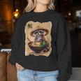 アライグマ 男性 女性 かわいい 食べる ラーメン 和 タヌキ レディーススウェットシャツ 面白い贈り物