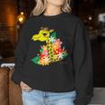 キリン 花 Giraffes Flower レディーススウェットシャツ 面白い贈り物