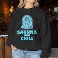 サウナ好き サウナアンドチル おもしろ 男性 女性 ユニセックス シンプル おしゃれ レディーススウェットシャツ 面白い贈り物