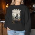 スタンダード シュナウザー マウンテン 肉球デザイン 犬 お母さん お父さん レディーススウェットシャツ 面白い贈り物