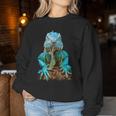 トカゲ イグアナ クール 爬虫類 グラフィック – 男性、女性、男の子、女の子。 レディーススウェットシャツ 面白い贈り物