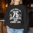 男性、女性、75歳の誕生日への75歳の誕生日プレゼント レディーススウェットシャツ 面白い贈り物