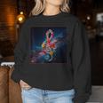 花 高音記号 銀河 宇宙 天の川 レディーススウェットシャツ 面白い贈り物