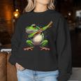 軽くたたくカエルの面白い動物のダンスギフト 男の子と女の子向け レディーススウェットシャツ 面白い贈り物
