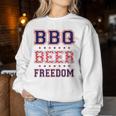Bbq Beer Freedom レディーススウェットシャツ 面白い贈り物