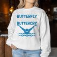 Butterfly Butterwhyバタフライバタフライファニー水泳チーム 長袖tシャツ レディーススウェットシャツ 面白い贈り物