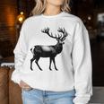 Deer Dad Mom Lover モノクロ 鹿 レディーススウェットシャツ 面白い贈り物