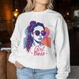 Girl Boss ポップアート セルフエンパワーメント レトロ 1950年代 レディーススウェットシャツ 面白い贈り物