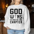 God Wins I 'Ve Read The Final Chapter Christian Faithin God レディーススウェットシャツ 面白い贈り物