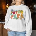 Groovy 父の日 I Love You Papa フラワー ヒッピー レディーススウェットシャツ 面白い贈り物