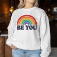 Lgbtq Be You Pocket Gay Pride Lgbt Ally Rainbow Flagintage レディーススウェットシャツ 面白い贈り物