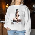 Sexy Girl グラフィックtシャツ セクシー「バッドキティ」ピンナップガール カットアウト。 レディーススウェットシャツ 面白い贈り物